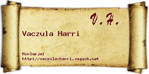 Vaczula Harri névjegykártya